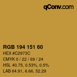 Color code: RGB 194 151 60 | qconv.com