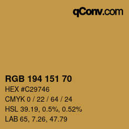 カラーコード: RGB 194 151 70 | qconv.com