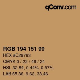 Color code: RGB 194 151 99 | qconv.com