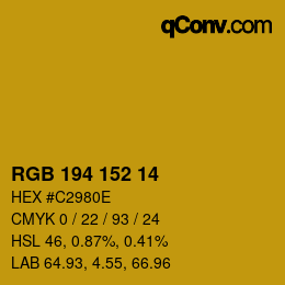 Color code: RGB 194 152 14 | qconv.com