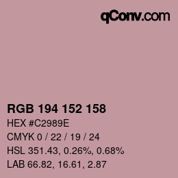 カラーコード: RGB 194 152 158 | qconv.com