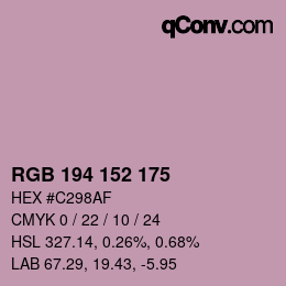カラーコード: RGB 194 152 175 | qconv.com