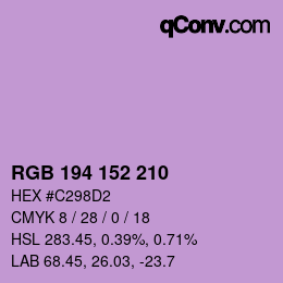 颜色代码: RGB 194 152 210 | qconv.com