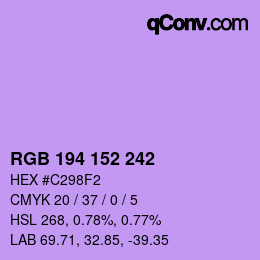 カラーコード: RGB 194 152 242 | qconv.com