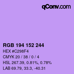 カラーコード: RGB 194 152 244 | qconv.com
