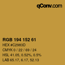 Color code: RGB 194 152 61 | qconv.com