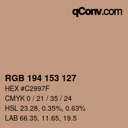 颜色代码: RGB 194 153 127 | qconv.com