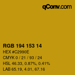 Color code: RGB 194 153 14 | qconv.com