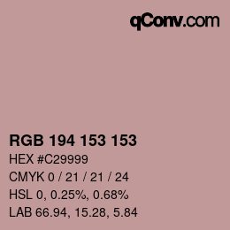 Código de color: RGB 194 153 153 | qconv.com