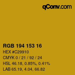 Color code: RGB 194 153 16 | qconv.com