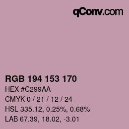 カラーコード: RGB 194 153 170 | qconv.com