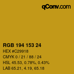 Color code: RGB 194 153 24 | qconv.com