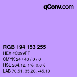 Color code: RGB 194 153 255 | qconv.com