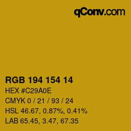 Color code: RGB 194 154 14 | qconv.com