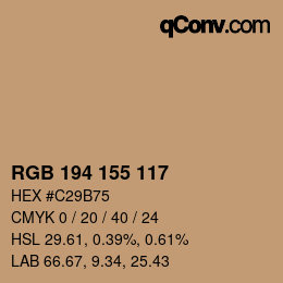 Color code: RGB 194 155 117 | qconv.com