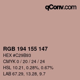 Color code: RGB 194 155 147 | qconv.com