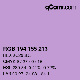 カラーコード: RGB 194 155 213 | qconv.com