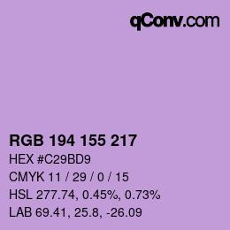 Color code: RGB 194 155 217 | qconv.com