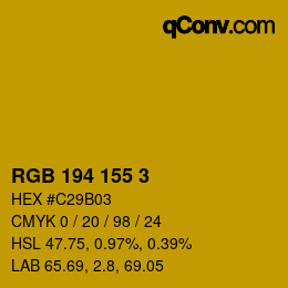 Color code: RGB 194 155 3 | qconv.com