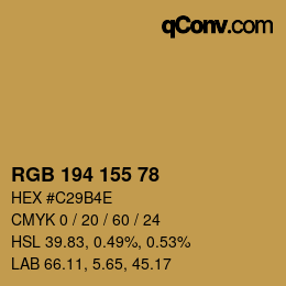 カラーコード: RGB 194 155 78 | qconv.com