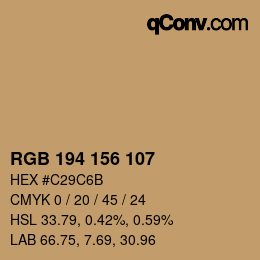 Color code: RGB 194 156 107 | qconv.com