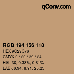 颜色代码: RGB 194 156 118 | qconv.com