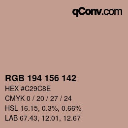 Color code: RGB 194 156 142 | qconv.com