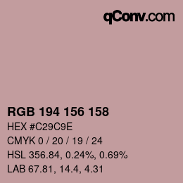 カラーコード: RGB 194 156 158 | qconv.com