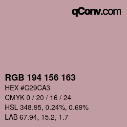 カラーコード: RGB 194 156 163 | qconv.com