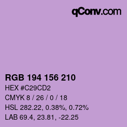 Color code: RGB 194 156 210 | qconv.com