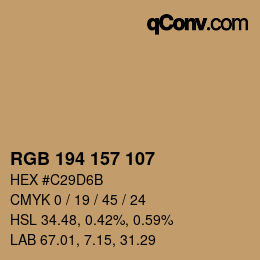 Color code: RGB 194 157 107 | qconv.com