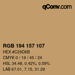 Color code: RGB 194 157 107 | qconv.com