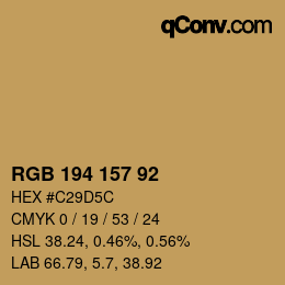 カラーコード: RGB 194 157 92 | qconv.com