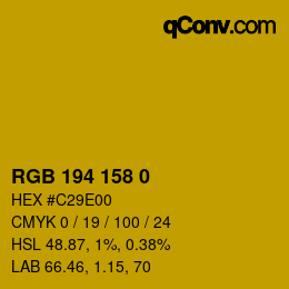 カラーコード: RGB 194 158 0 | qconv.com