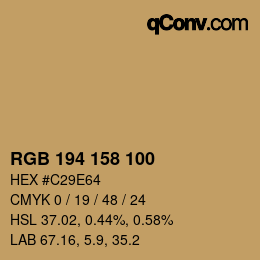カラーコード: RGB 194 158 100 | qconv.com