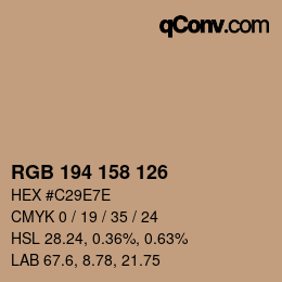 カラーコード: RGB 194 158 126 | qconv.com