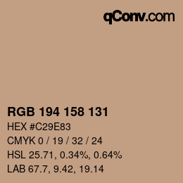 カラーコード: RGB 194 158 131 | qconv.com
