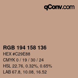 Color code: RGB 194 158 136 | qconv.com