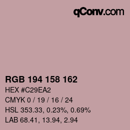 カラーコード: RGB 194 158 162 | qconv.com
