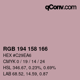 カラーコード: RGB 194 158 166 | qconv.com