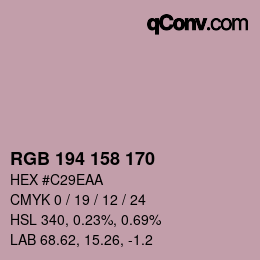 颜色代码: RGB 194 158 170 | qconv.com