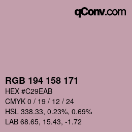颜色代码: RGB 194 158 171 | qconv.com