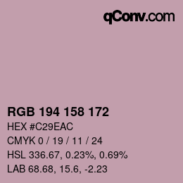 カラーコード: RGB 194 158 172 | qconv.com