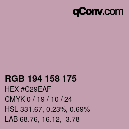 颜色代码: RGB 194 158 175 | qconv.com