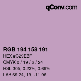 颜色代码: RGB 194 158 191 | qconv.com