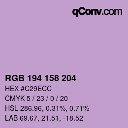 カラーコード: RGB 194 158 204 | qconv.com