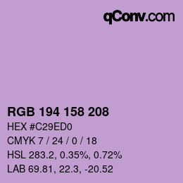 Color code: RGB 194 158 208 | qconv.com
