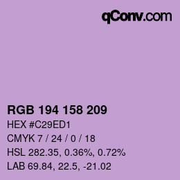 カラーコード: RGB 194 158 209 | qconv.com
