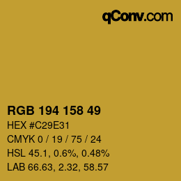 カラーコード: RGB 194 158 49 | qconv.com