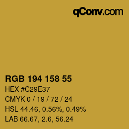 カラーコード: RGB 194 158 55 | qconv.com